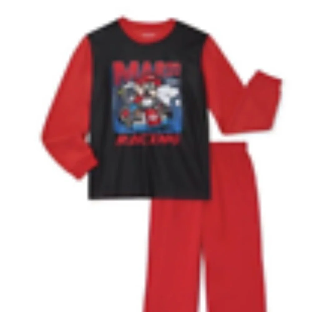 Mario Kart Boys 2-Piece Pajama‎ Set Long Sleeve Top and Bottom Size 6/7 New